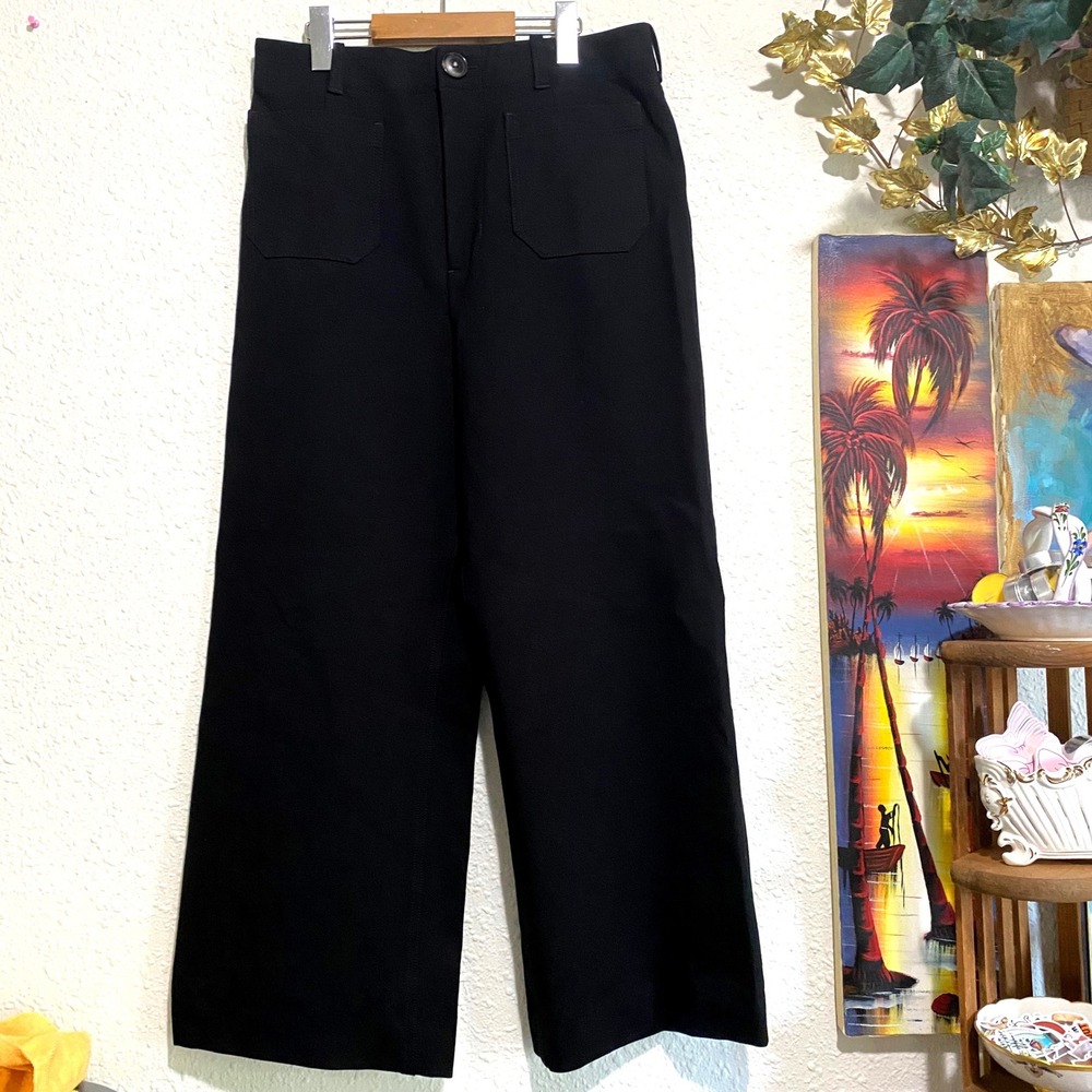 Anthropologie Black Wide Leg High Rise Pocket Pants 10 31x25in stretch‎ wardrobe